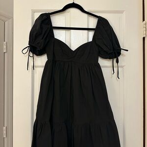 Olivaceous Black Puff Sleeve Mini Dress